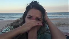 Throating pov blowjob on the beach