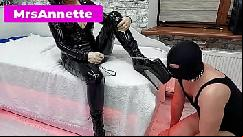Licks out the shoes of the mistress after anal fisting extended anal hole